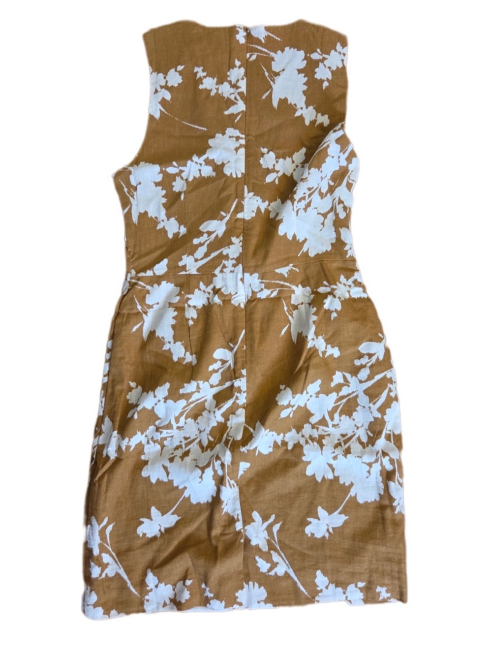 Ann Taylor Dark Mustard and White Floral Sleeveless Midi Dress - Picture 2 of 5